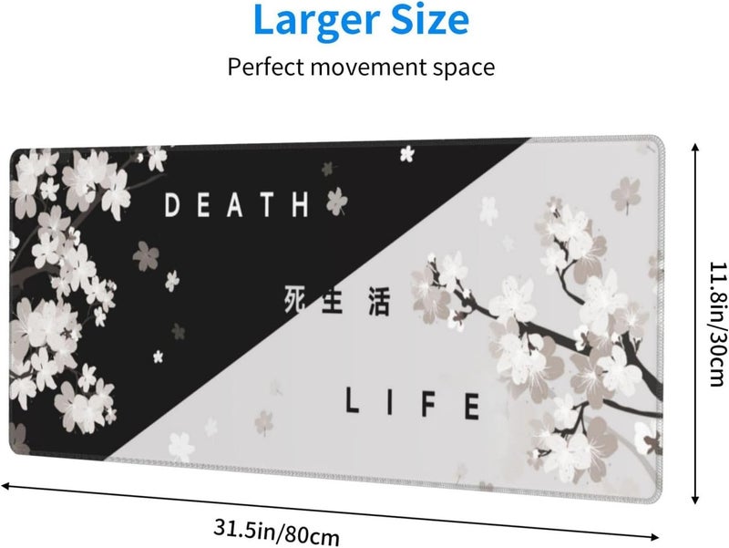 Brecoy Extended Gaming Mouse Pad, Large Gaming Mouse Waterproof with Stitched Edges, Non-Slip Desktop Pad for Home and Office, Level Up Your 31.5x11.8 Inch… (Black and White Life) - Image 2